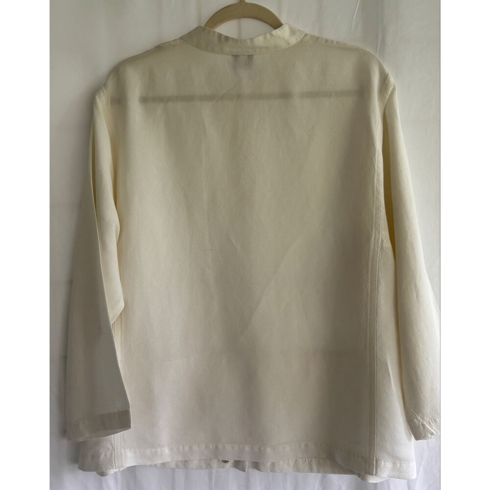 Eileen Fisher Women’s Ivory Linen Blend Band Collar Button Front Blouse *Large* - Picture 3 of 10